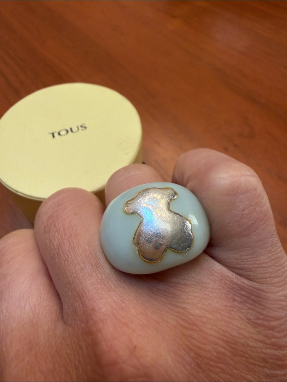 TOUS Pale Mint Green Statement Bear Ring – Silver - Picture 10 of 12